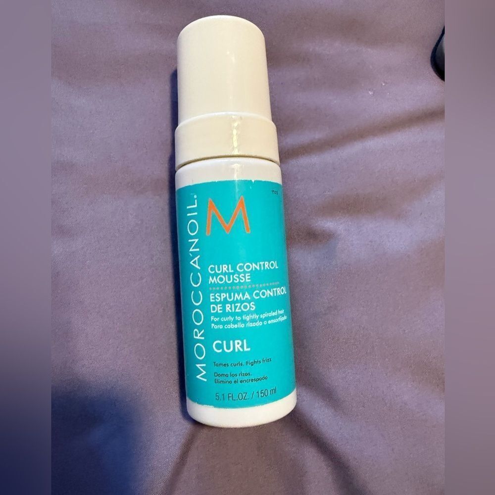 Moroccanoil Curl Control Mousse in Blue and White bottle 5 oz